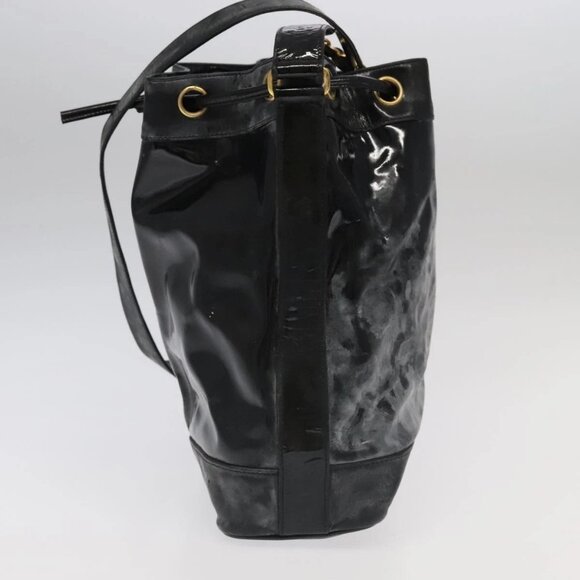 CHANEL Shoulder Bag Enamel Black Gold CC Auth - Picture 3 of 16